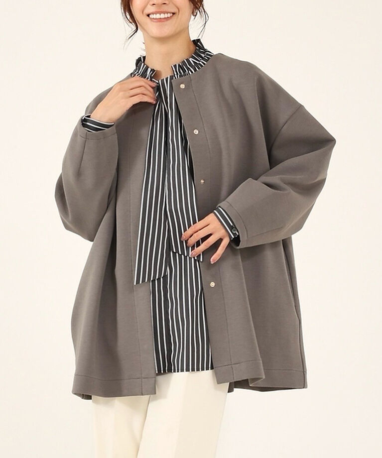 abahouse mavie「シルキーダンボールハーフコート」|ノーカラーコート|