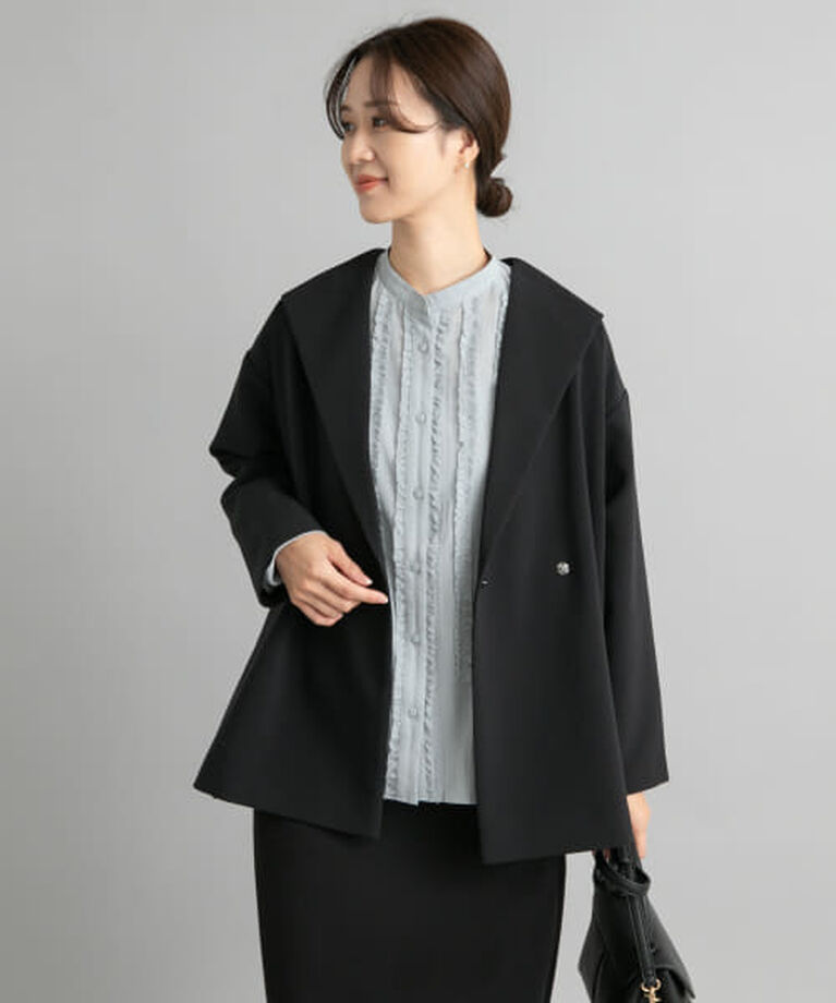 URBAN RESEARCH DOORS「DOORS ダブルクロスショートガウン」|その他|BLACK