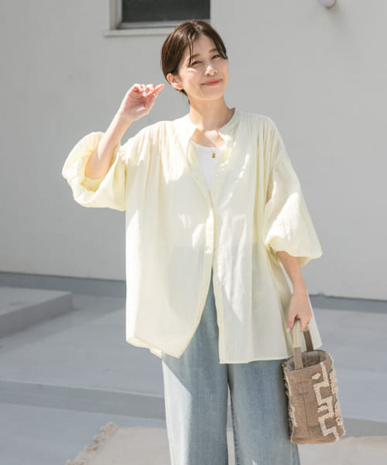 URBAN RESEARCH DOORS「DOORS コットンボイルギャザーブラウス」|シャツ・ブラウス|