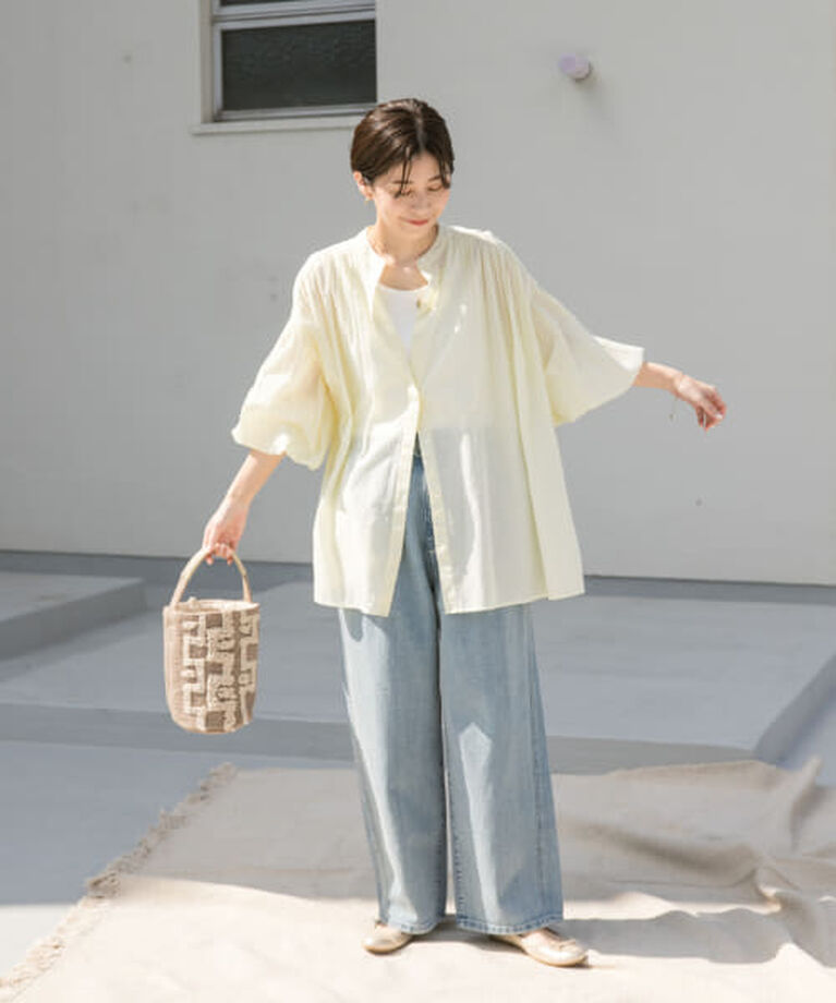 URBAN RESEARCH DOORS「DOORS コットンボイルギャザーブラウス」|シャツ・ブラウス|