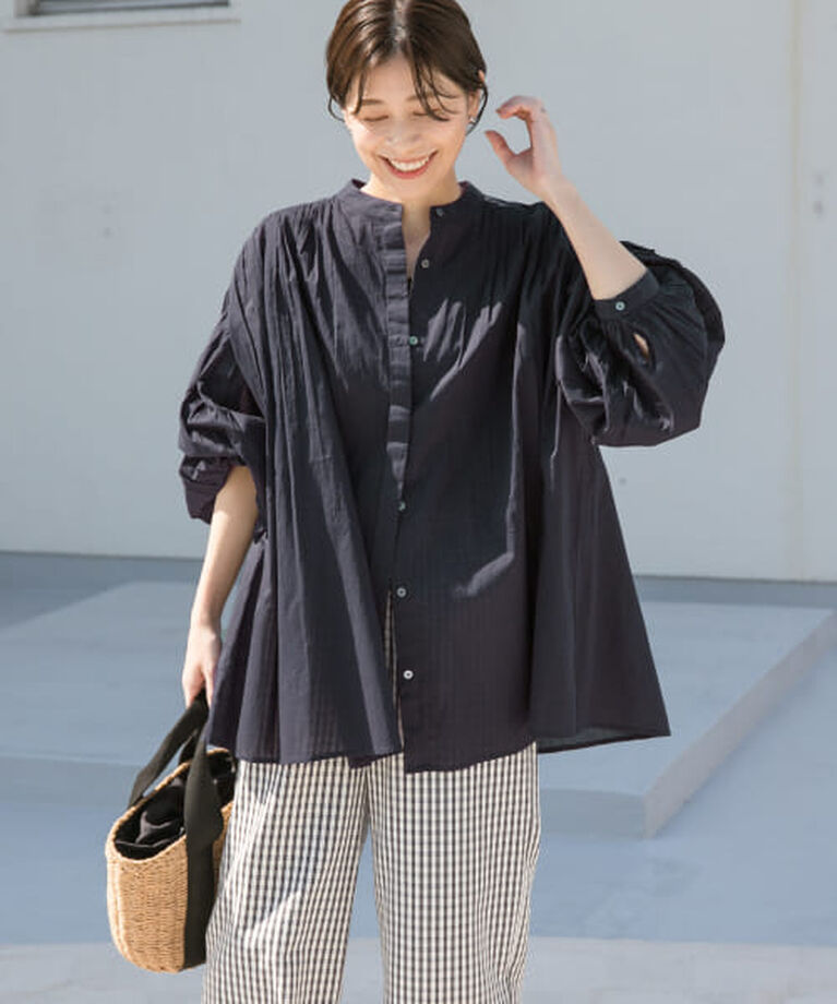 URBAN RESEARCH DOORS「DOORS コットンボイルギャザーブラウス」|シャツ・ブラウス|