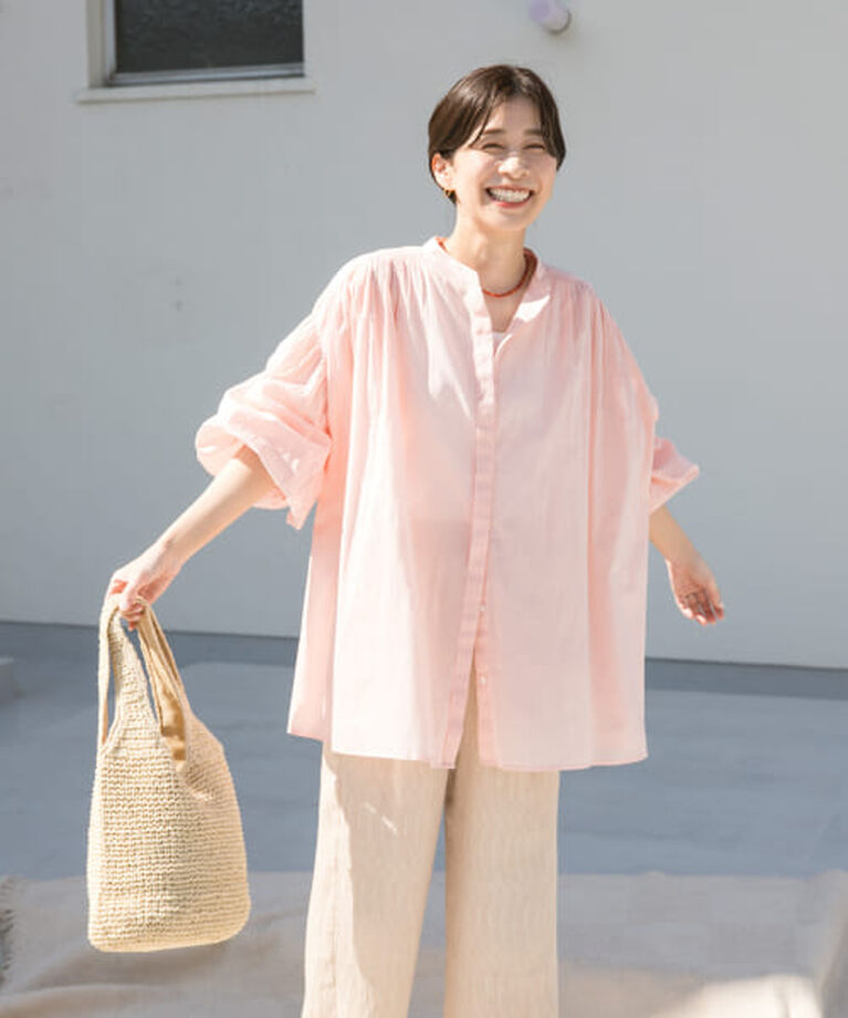 URBAN RESEARCH DOORS「DOORS コットンボイルギャザーブラウス」|シャツ・ブラウス|