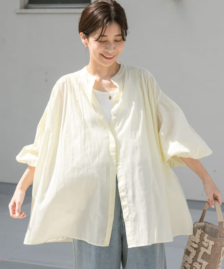 URBAN RESEARCH DOORS「DOORS コットンボイルギャザーブラウス」|シャツ・ブラウス|YELLOW