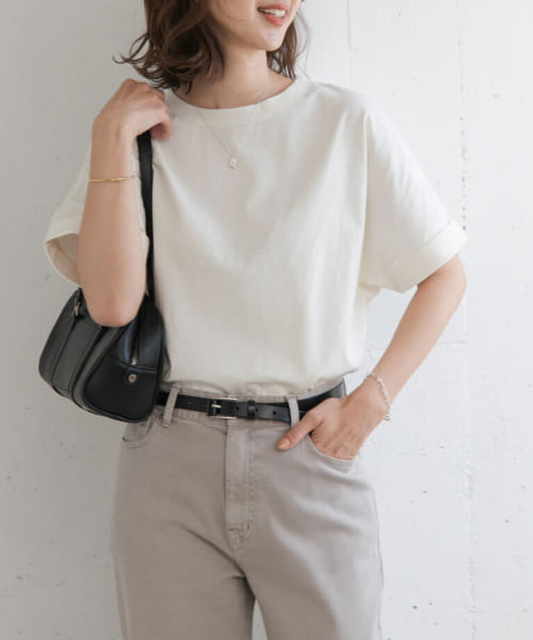 URBAN RESEARCH DOORS「DOORS 『UR TECH』コットンロールスリーブプルオーバー」|Tシャツ・カットソー|OFF WHITE