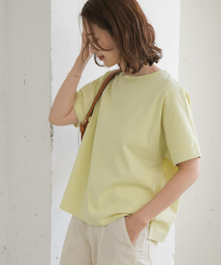 URBAN RESEARCH DOORS「DOORS 『UR TECH』コットンロールスリーブプルオーバー」|Tシャツ・カットソー|YELLOW