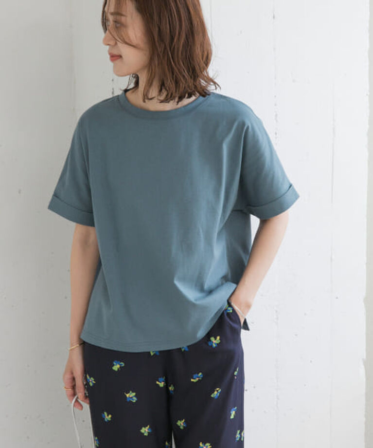 URBAN RESEARCH DOORS「DOORS 『UR TECH』コットンロールスリーブプルオーバー」|Tシャツ・カットソー|BLUE