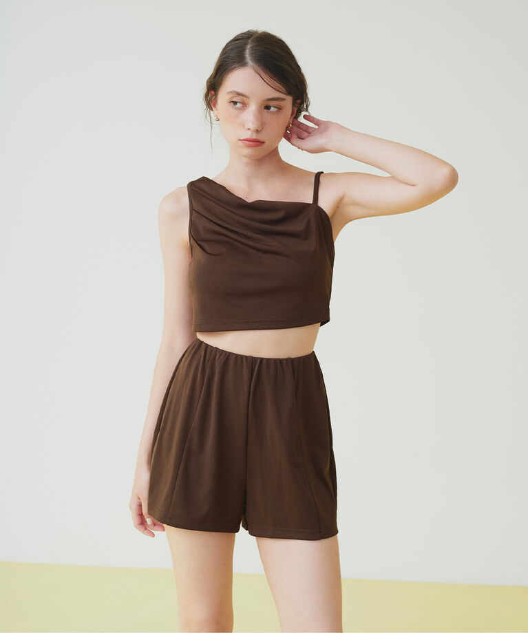 SEA DRESS「ショートパンツ付タックビキニ」|ビキニ|ダークブラウン