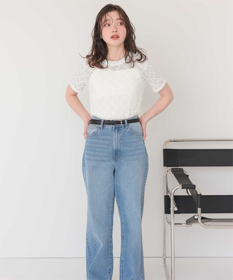 titivate「ハーフスリーブレーストップス」|Tシャツ・カットソー|