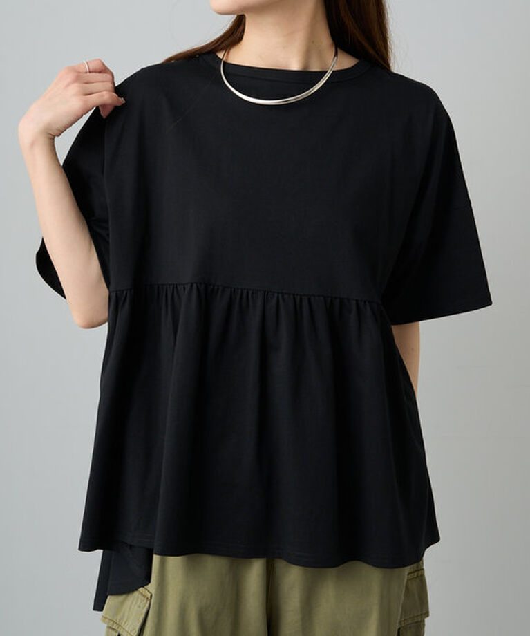  「《リバイバル》【WEB限定/Du noir】バッグリボンペプラムTシャツ」|プルオーバー|ブラック
