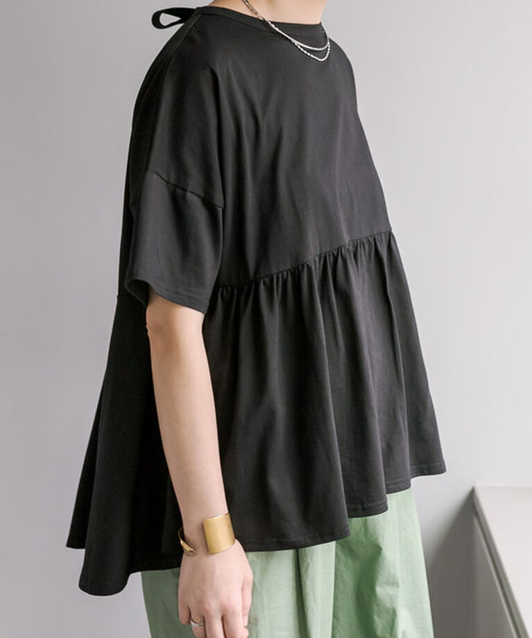  「《リバイバル》【WEB限定/Du noir】バッグリボンペプラムTシャツ」|プルオーバー|