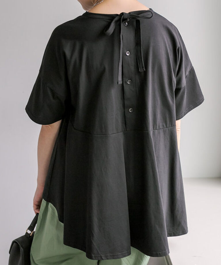  「《リバイバル》【WEB限定/Du noir】バッグリボンペプラムTシャツ」|プルオーバー|