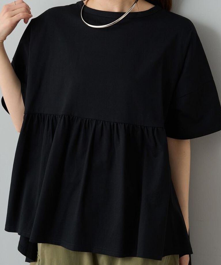  「《リバイバル》【WEB限定/Du noir】バッグリボンペプラムTシャツ」|プルオーバー|
