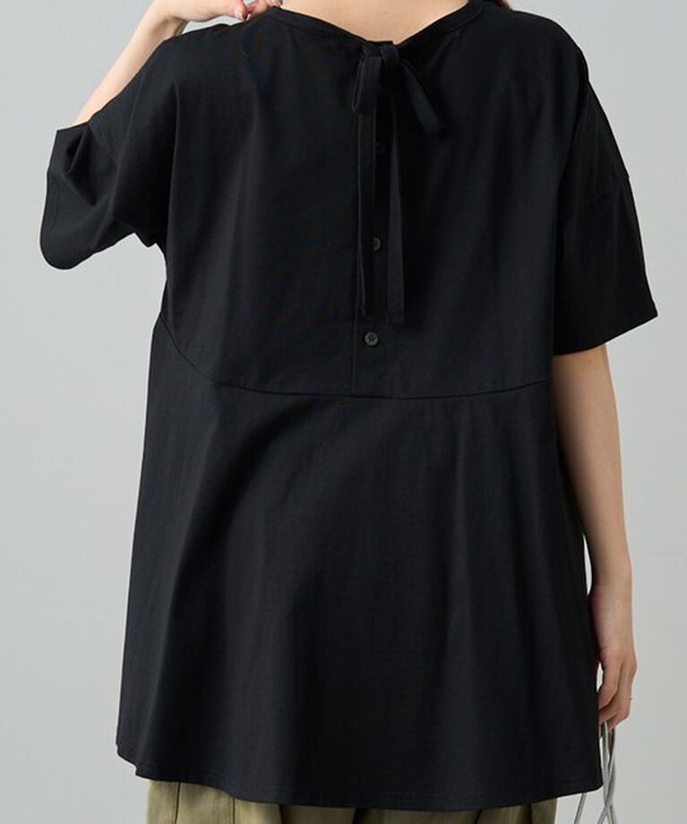  「《リバイバル》【WEB限定/Du noir】バッグリボンペプラムTシャツ」|プルオーバー|