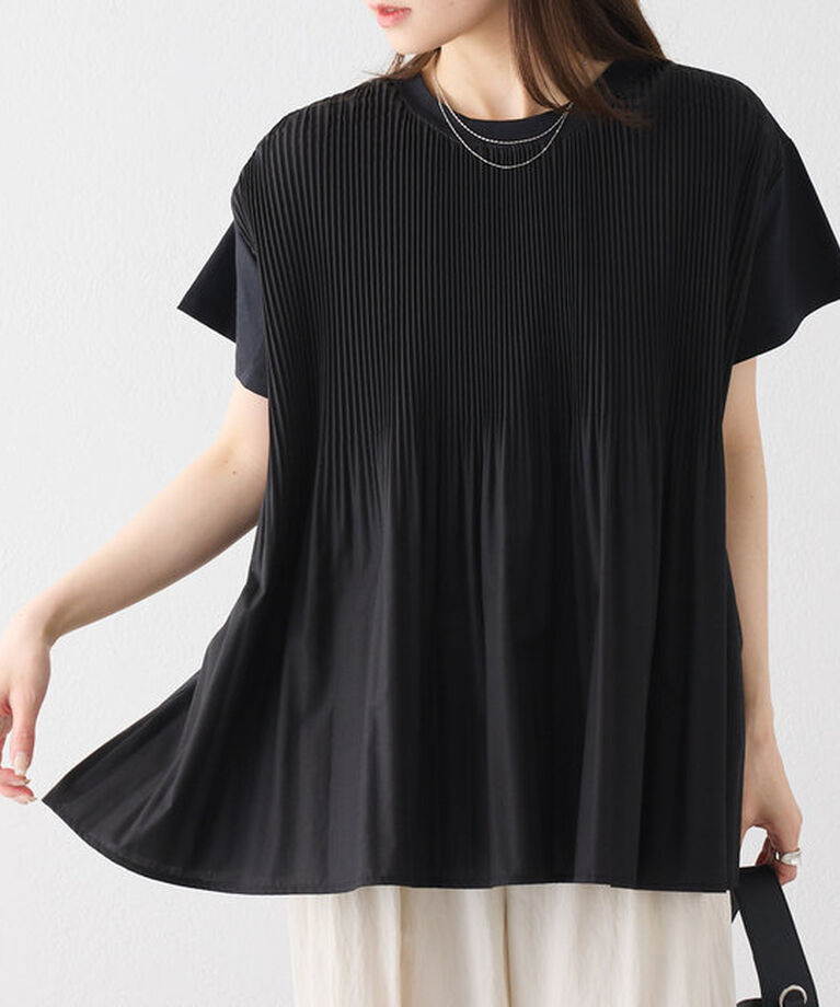  「《リバイバル》【WEB限定/Du noir】フロントプリーツTシャツ」|プルオーバー|ブラック