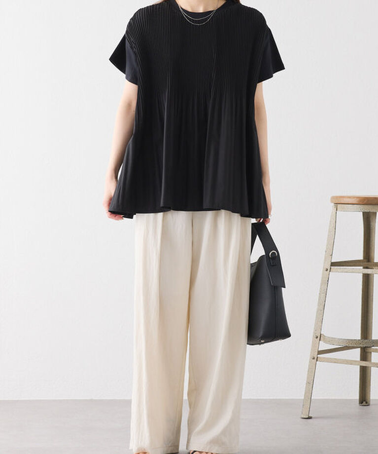  「《リバイバル》【WEB限定/Du noir】フロントプリーツTシャツ」|プルオーバー|