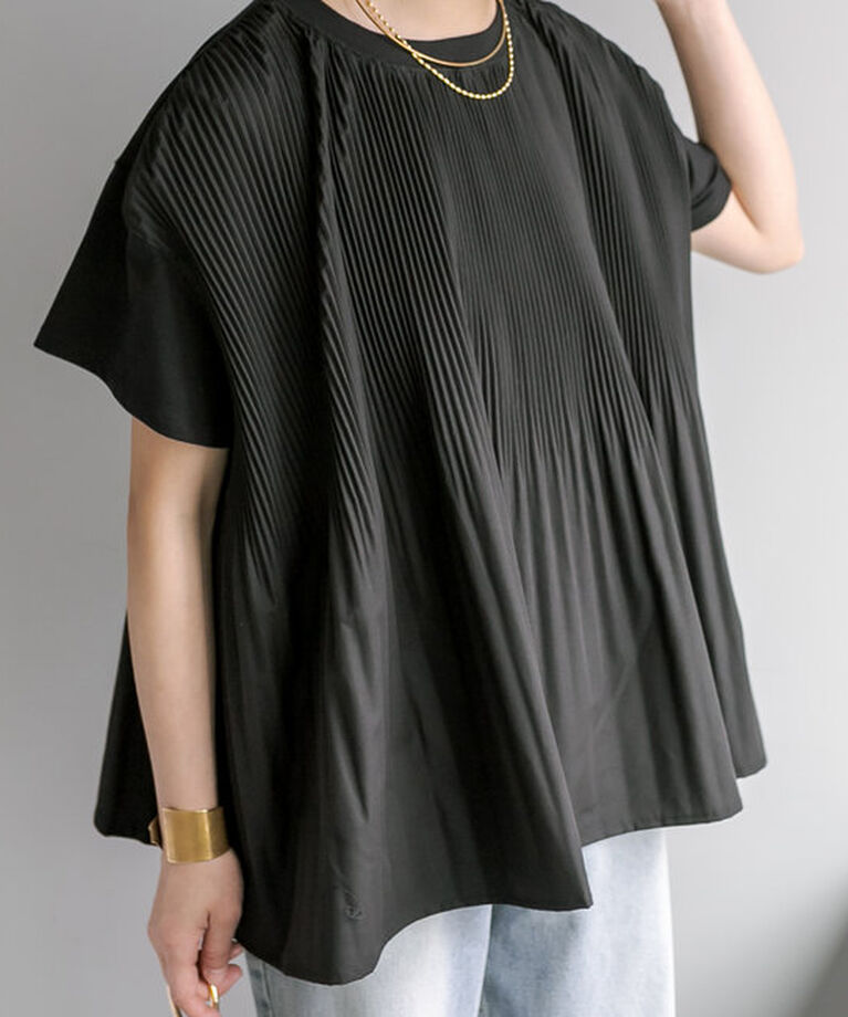  「《リバイバル》【WEB限定/Du noir】フロントプリーツTシャツ」|プルオーバー|