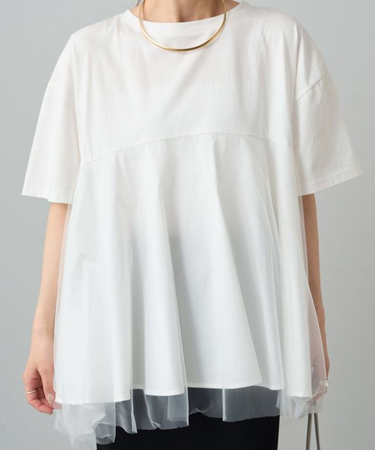  「《リバイバル》【WEB限定/Du noir】チュールドッキングTシャツ」|プルオーバー|