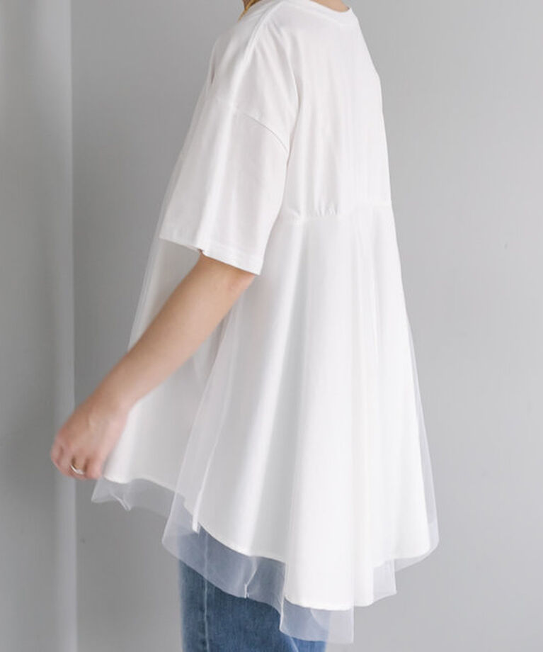  「《リバイバル》【WEB限定/Du noir】チュールドッキングTシャツ」|プルオーバー|