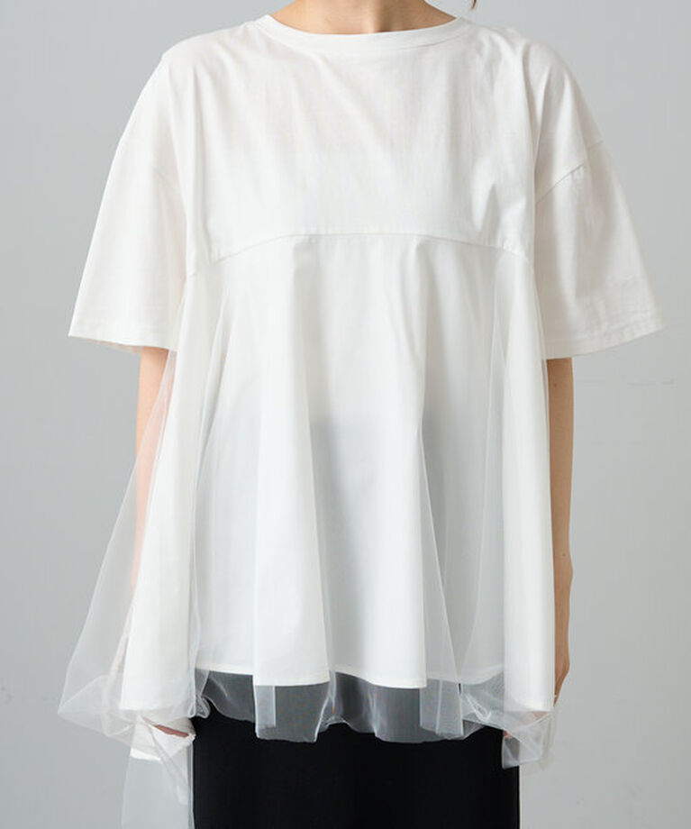  「《リバイバル》【WEB限定/Du noir】チュールドッキングTシャツ」|プルオーバー|