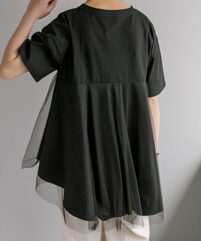  「《リバイバル》【WEB限定/Du noir】チュールドッキングTシャツ」|プルオーバー|