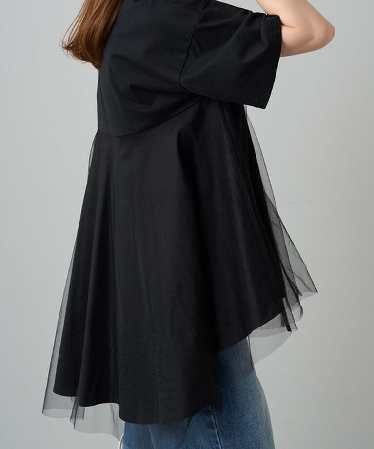  「《リバイバル》【WEB限定/Du noir】チュールドッキングTシャツ」|プルオーバー|