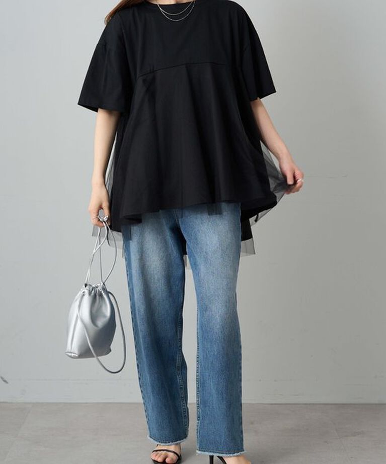  「《リバイバル》【WEB限定/Du noir】チュールドッキングTシャツ」|プルオーバー|