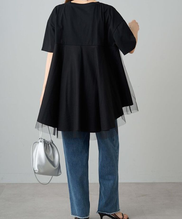  「《リバイバル》【WEB限定/Du noir】チュールドッキングTシャツ」|プルオーバー|