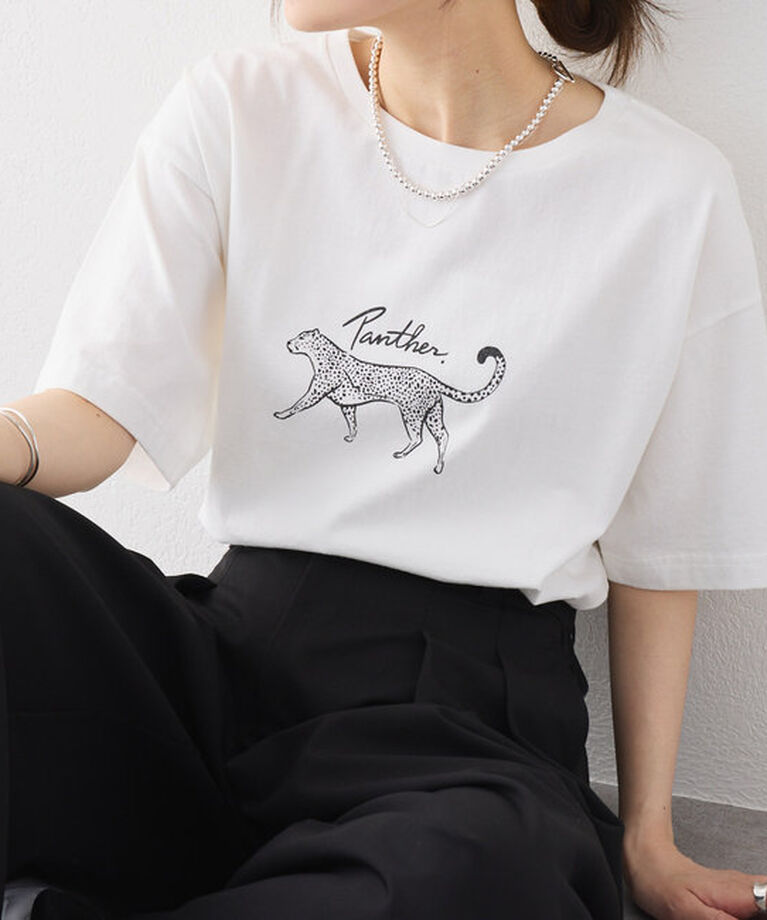 「アニマルプリントパンサーTシャツ」|プルオーバー|オフホワイト