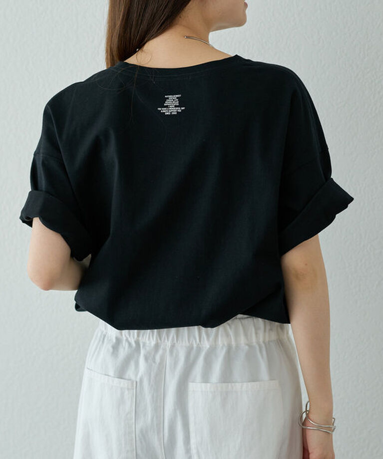  「【汗シミ防止】ワンポイントロゴTシャツ」|プルオーバー|ブラック
