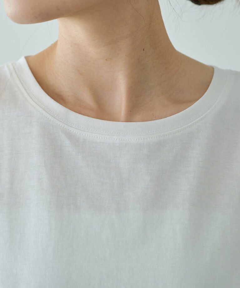  「【汗シミ防止】ワンポイントロゴフレンチスリーブTシャツ」|プルオーバー|