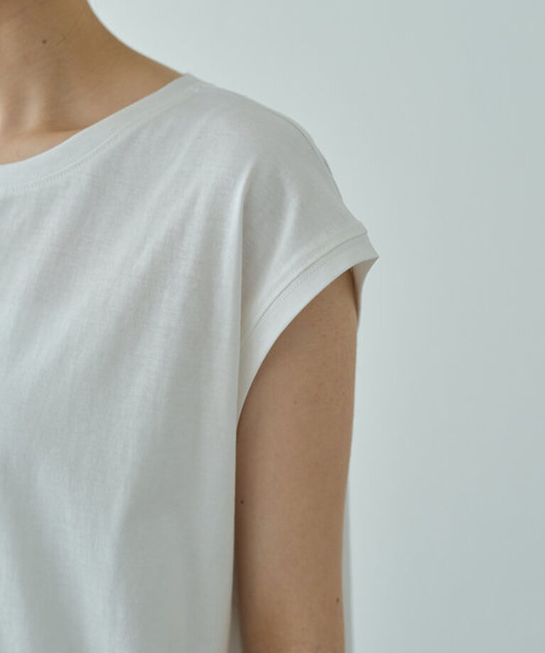  「【汗シミ防止】ワンポイントロゴフレンチスリーブTシャツ」|プルオーバー|