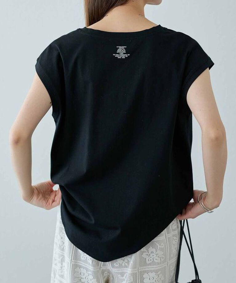  「【汗シミ防止】ワンポイントロゴフレンチスリーブTシャツ」|プルオーバー|