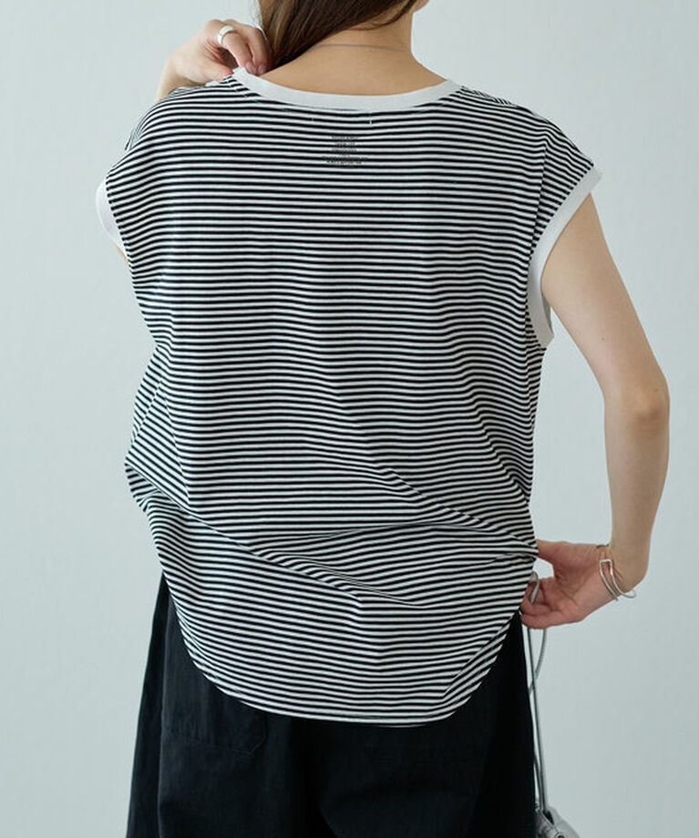 「【汗シミ防止】ワンポイントロゴフレンチスリーブTシャツ」|プルオーバー|