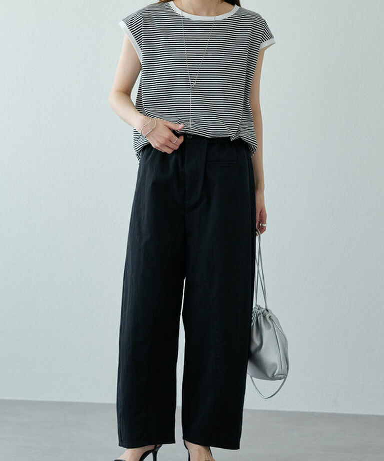  「【汗シミ防止】ワンポイントロゴフレンチスリーブTシャツ」|プルオーバー|