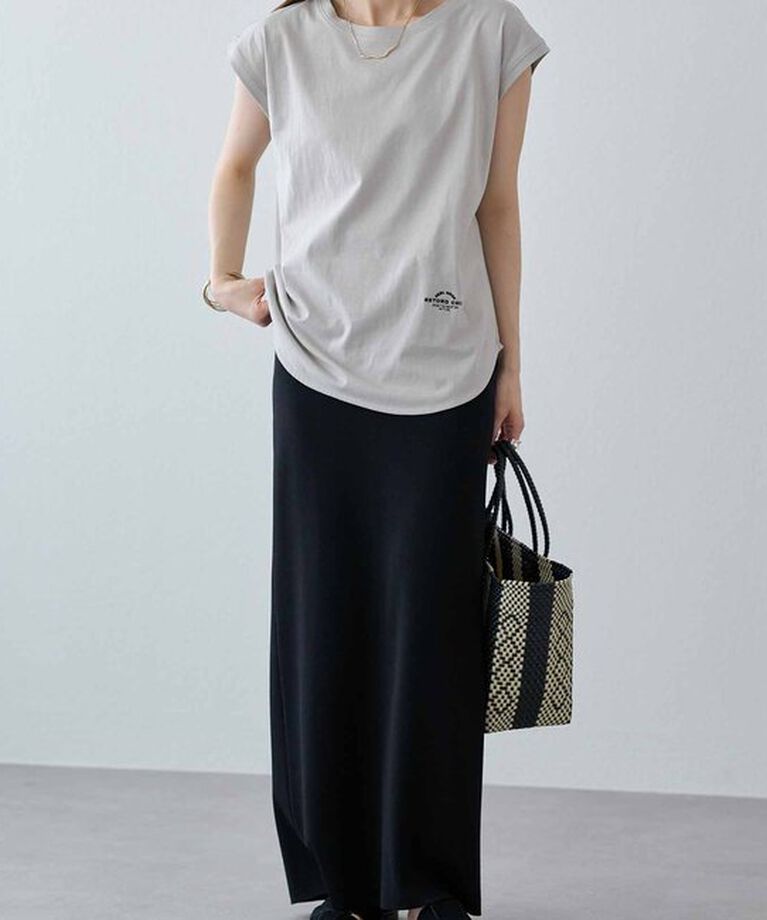  「【汗シミ防止】ワンポイントロゴフレンチスリーブTシャツ」|プルオーバー|