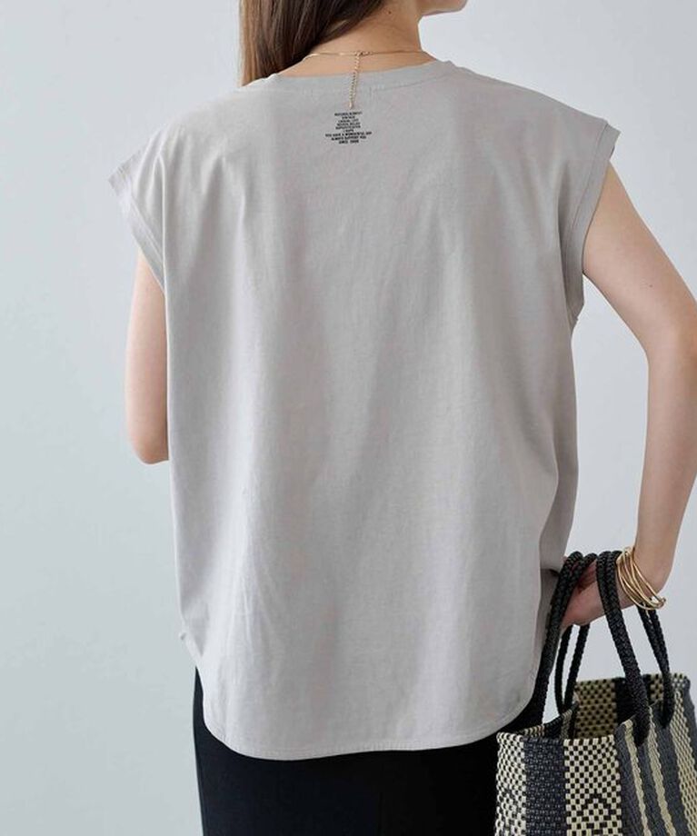  「【汗シミ防止】ワンポイントロゴフレンチスリーブTシャツ」|プルオーバー|