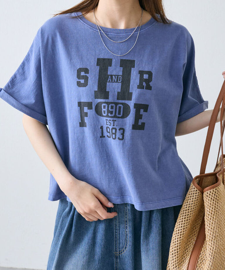  「カレッジロゴショートTシャツ」|プルオーバー|ブルー