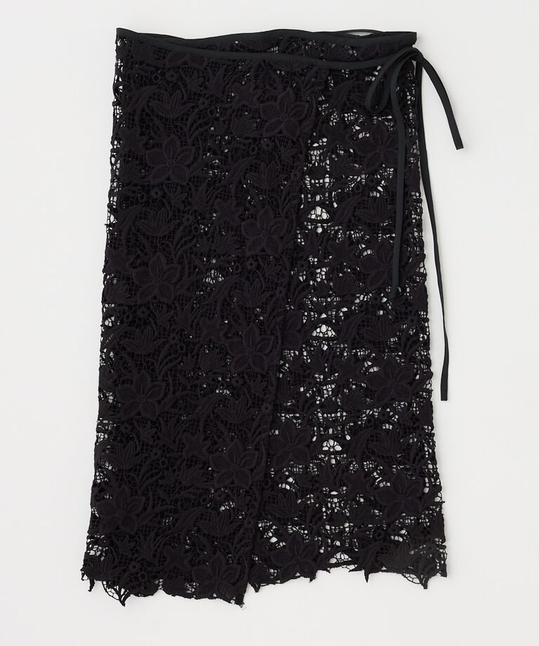 MOUSSY「レースラップスカート　オーガニックコットン使用オリジナルレース」|スカート|BLK