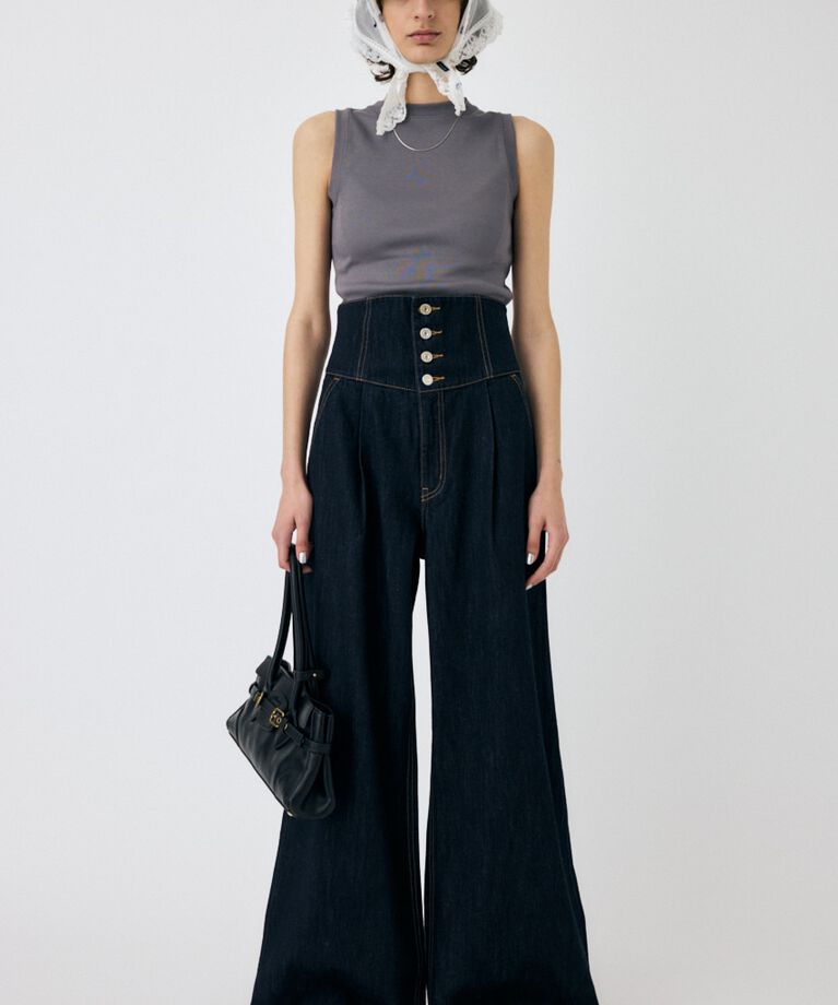 MOUSSY「CORSET DESIGN バギー デニム」|デニム|One Wash1