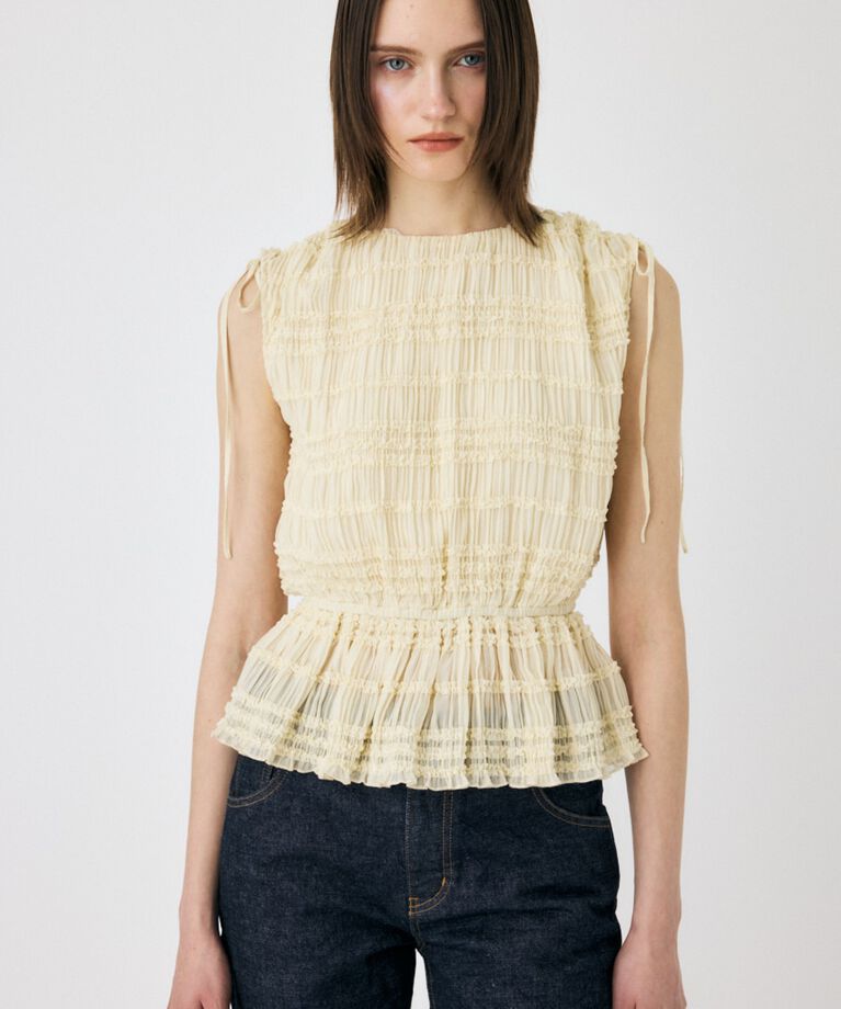 MOUSSY「FRILL CHIFFON ブラウス」|シャツ・ブラウス|ECRU