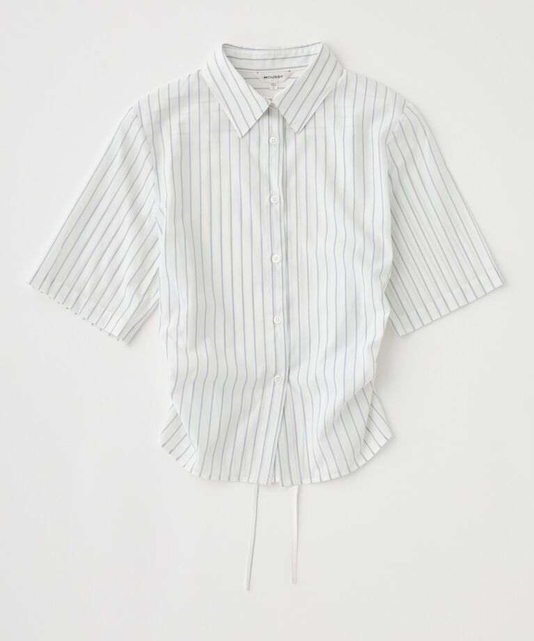 MOUSSY「STRIPE BACK LACE UP シャツ」|シャツ・ブラウス|WHT