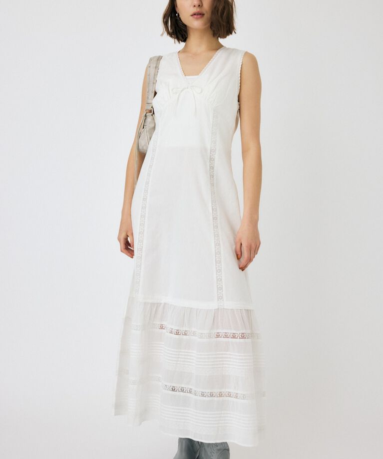 MOUSSY「LACE LONG ドレス」|ワンピース|WHT