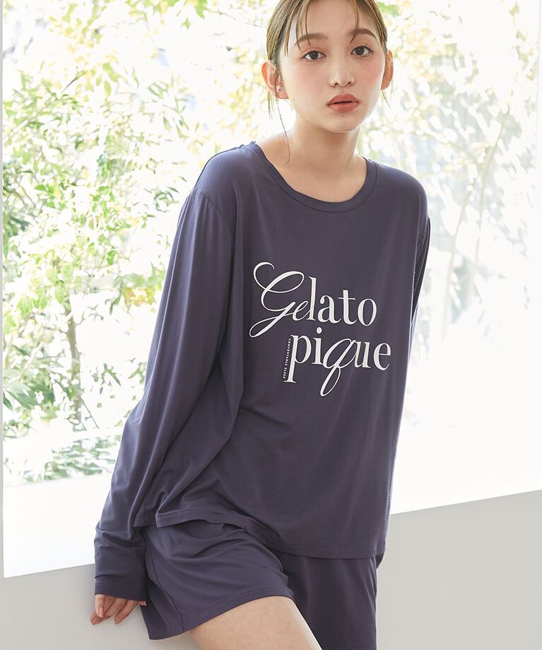 gelato pique「【接触冷感】レーヨンロゴロンT」|ルームウェア|NVY