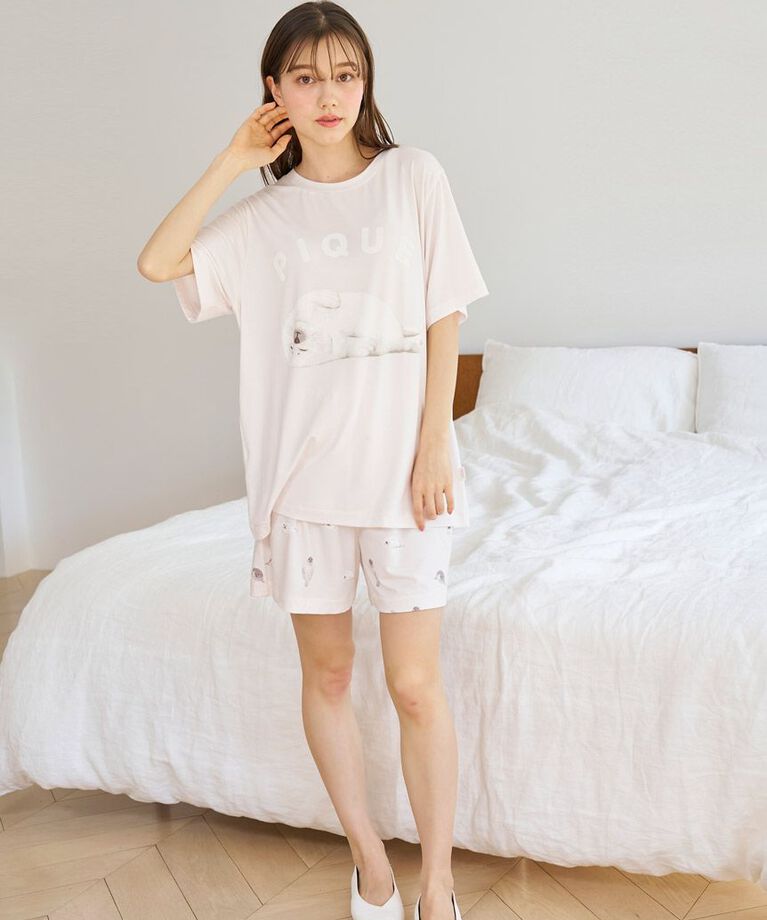 gelato pique「【接触冷感】あざらしワンポイントTシャツ」|ルームウェア|