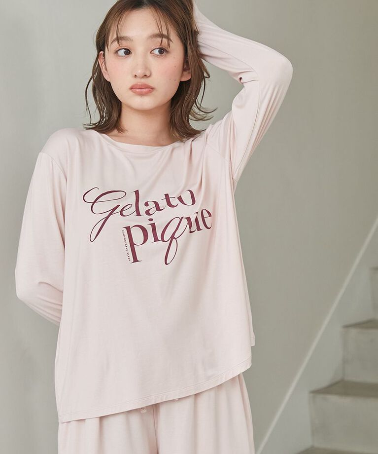 gelato pique「【ラッピング済み】【接触冷感】レーヨンロゴロンT&8分丈パンツSET」|ルームウェア|