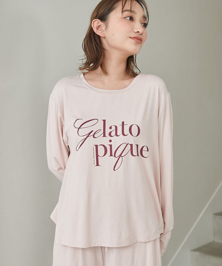 gelato pique「【ラッピング済み】【接触冷感】レーヨンロゴロンT&8分丈パンツSET」|ルームウェア|