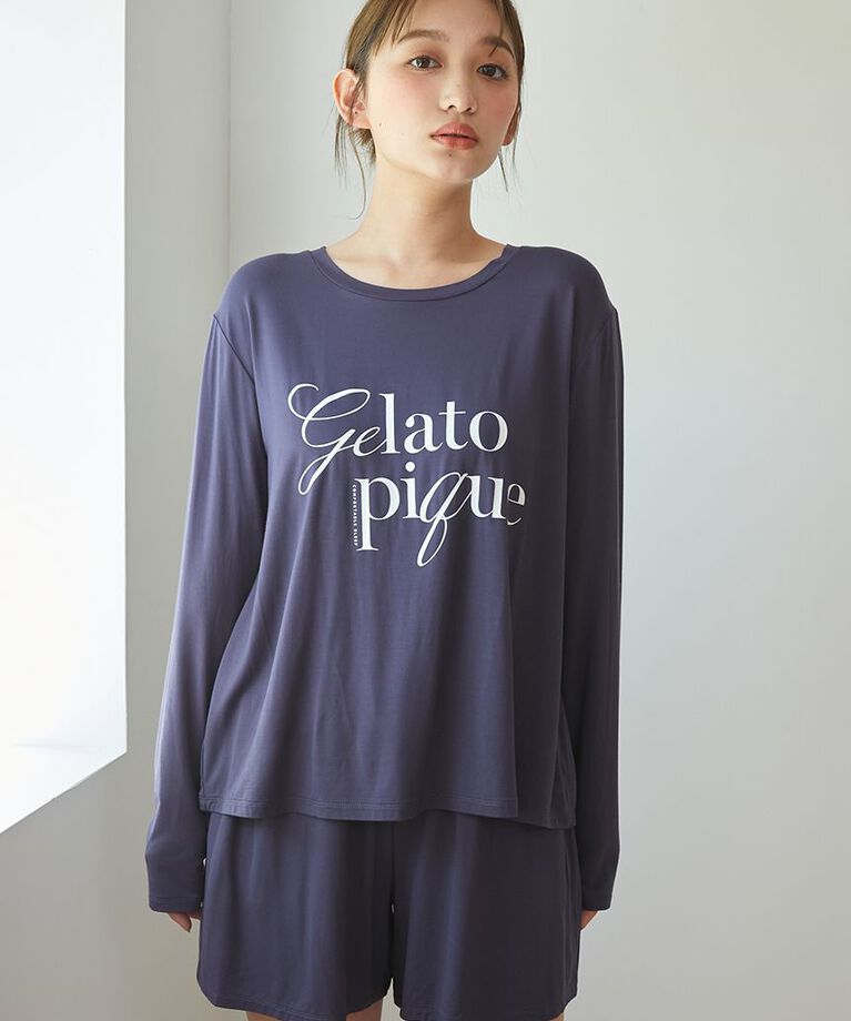 gelato pique「【ラッピング済み】【接触冷感】レーヨンロゴロンT&8分丈パンツSET」|ルームウェア|