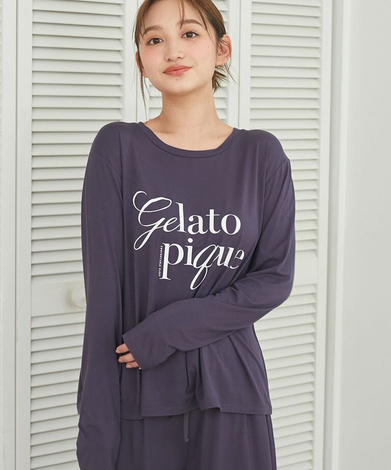 gelato pique「【ラッピング済み】【接触冷感】レーヨンロゴロンT&8分丈パンツSET」|ルームウェア|
