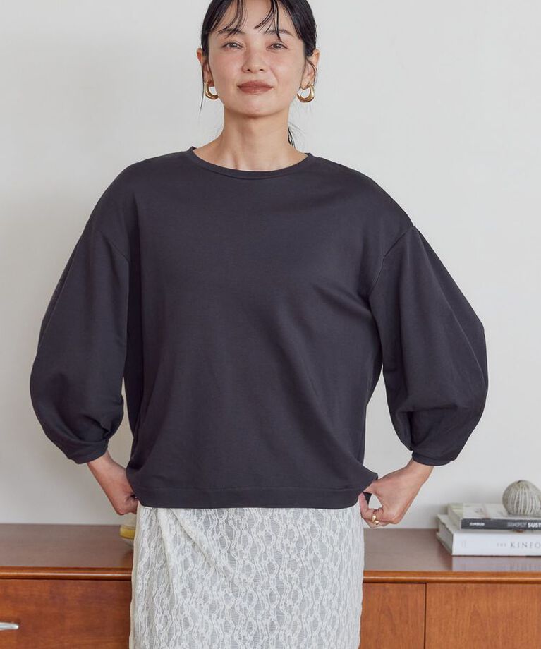 AMERICAN HOLIC「接触冷感7分袖タックスリーブカットプルオーバー」|Tシャツ・カットソー|Gray