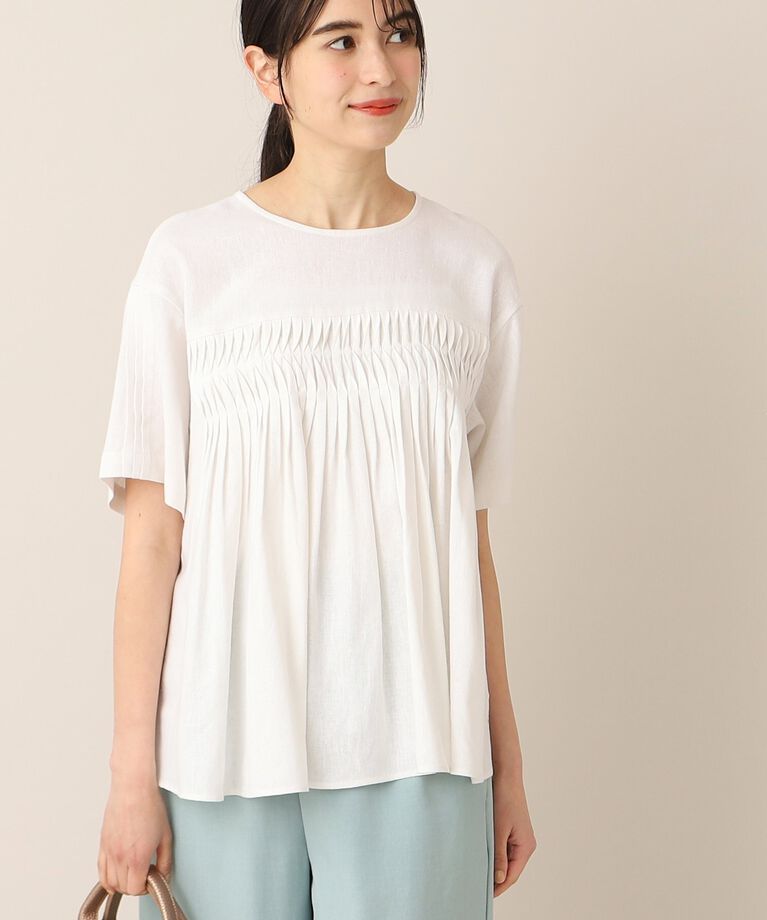 Dessin「【洗える】レーヨン麻タックブラウス（XS～L）」|シャツ・ブラウス|